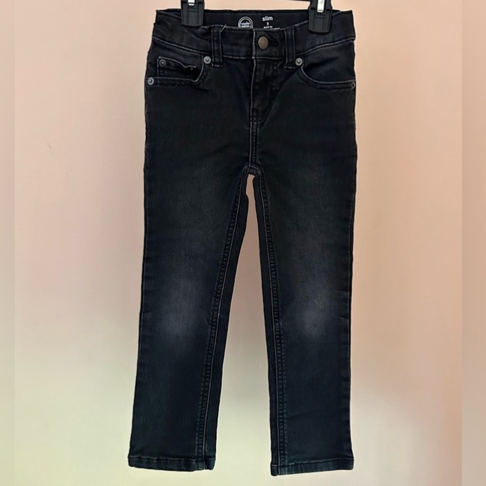 Black Straight Jeans | Boys Size 5 | Slim Fit Distressed Denim